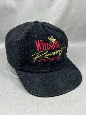 Vtg Winston Racing Team Snapback Hat Black Velvet Cigarettes Motorsports Mens
